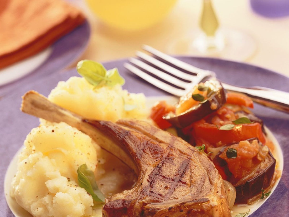 Marinated & Grilled Lamb Chops With Goat Cheese Mashed Potatoes