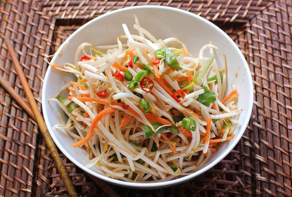 Pea Shoots, Napa Cabbage, & Bean Sprout Salad