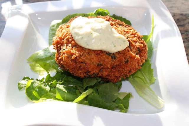 Spot Prawn Cakes Pan Fried in Koroneiki Extra Virgin Olive Oil with Cilantro-Caper Aioli