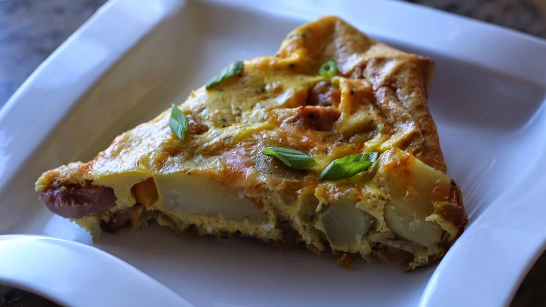 Simple Asparagus, Ham, and Gruyère Frittata with Extra Virgin Olive Oil