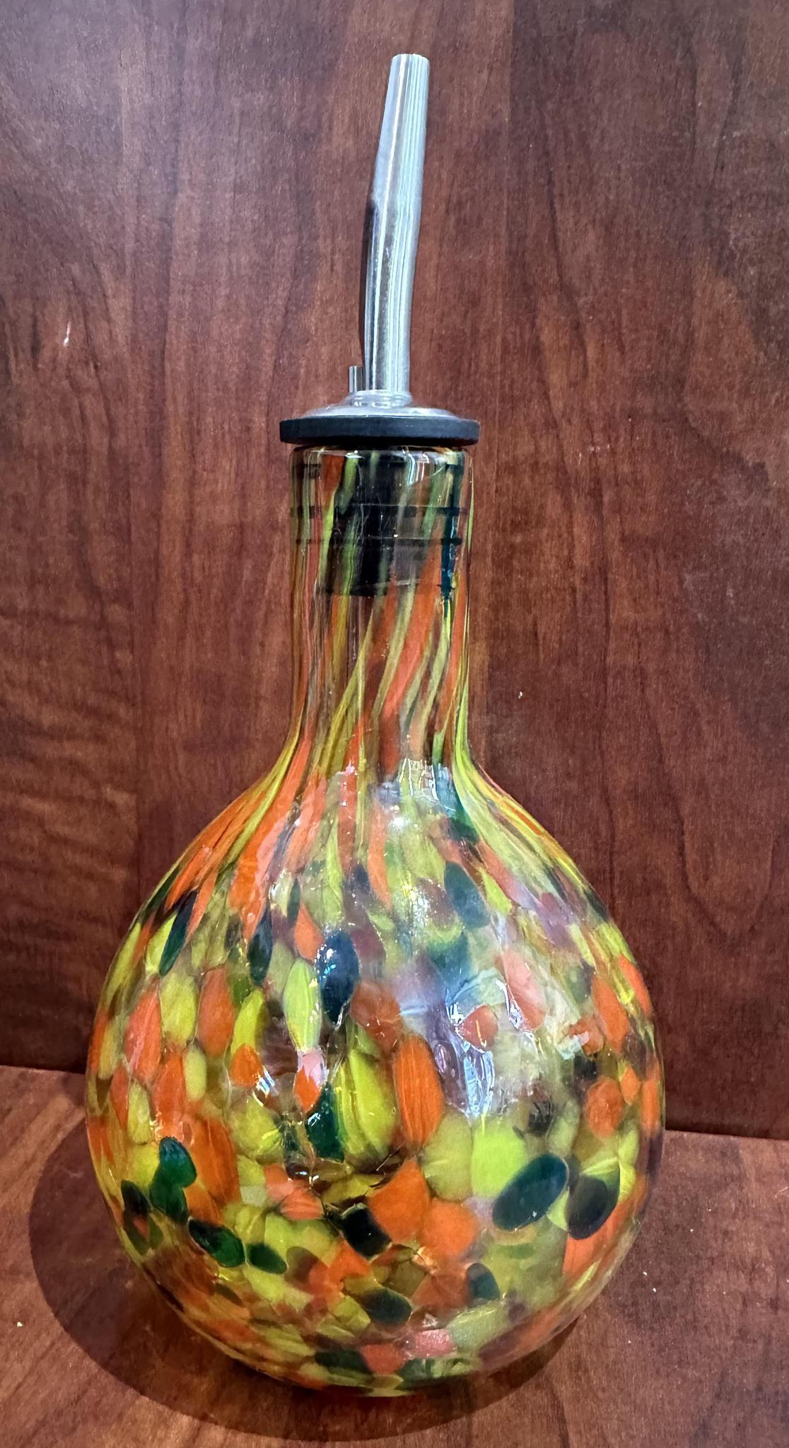 Red & Yellow Blown Glass Cruet