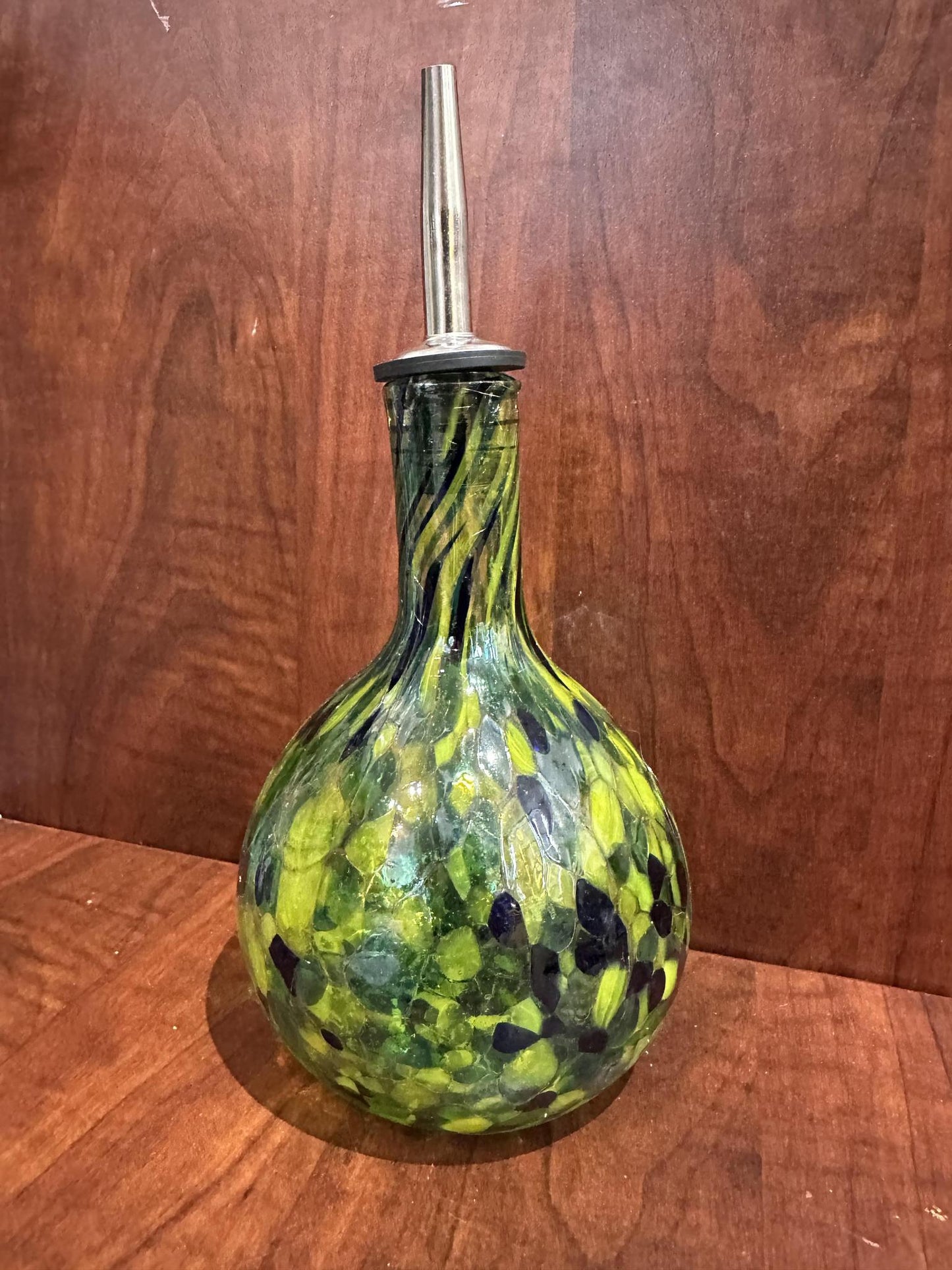 Yellow & Green Blown Glass Cruet