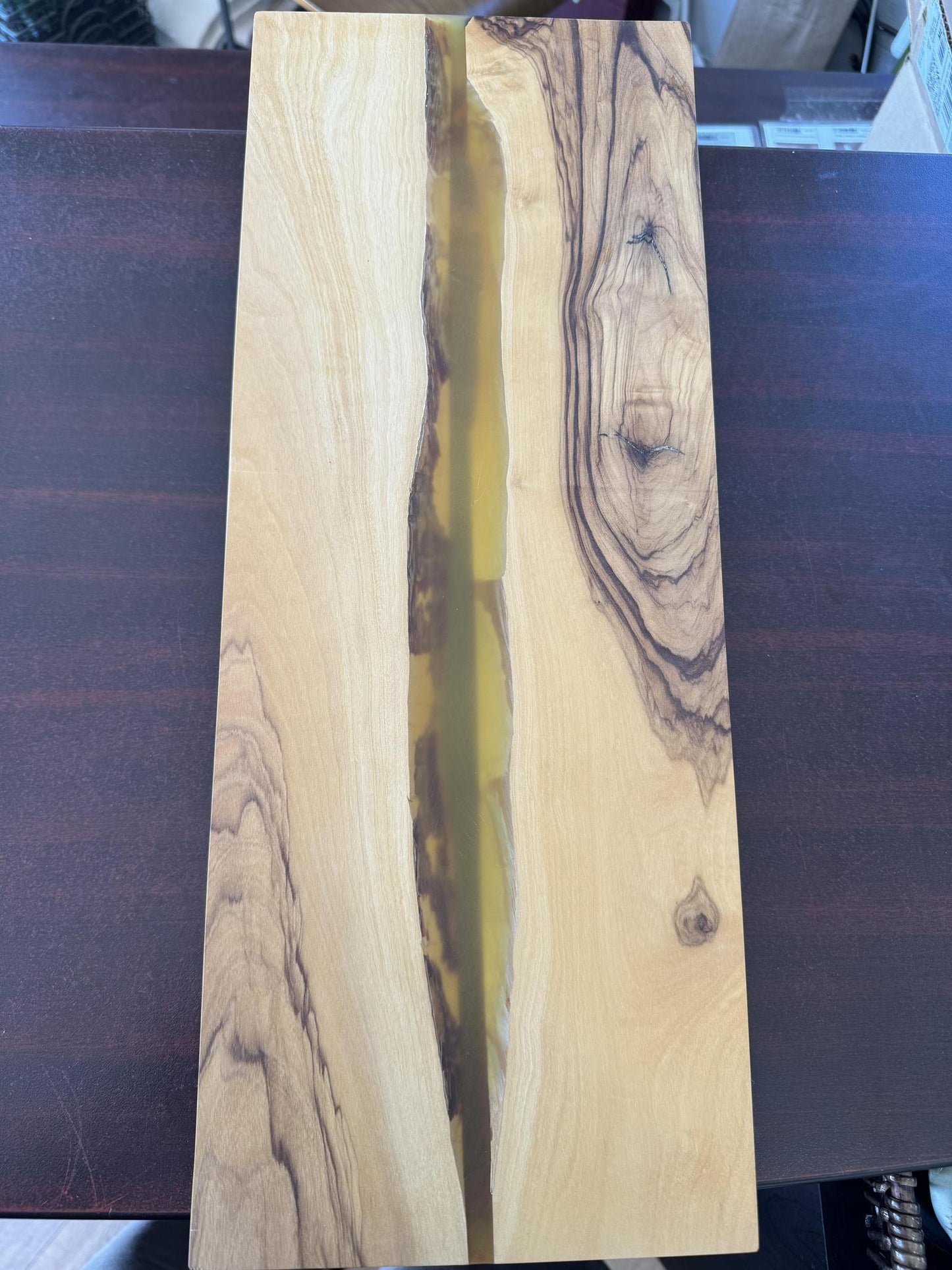 Olive Wood Cutting Board with River of Resin -
