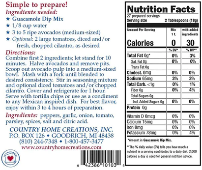 Spicy Guacamole Dip Mix