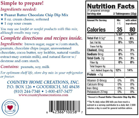 Peanut Butter Chocolate Chip Dip Mix