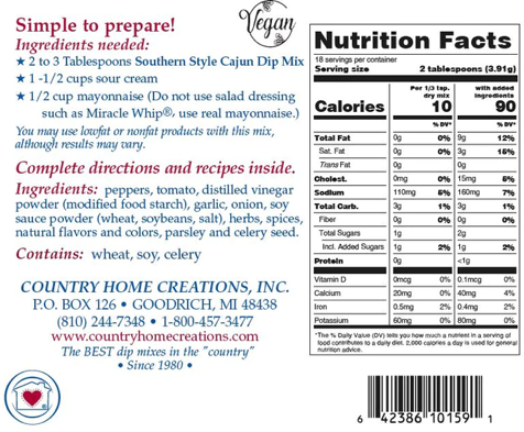 Southern Style Cajun Dip Mix
