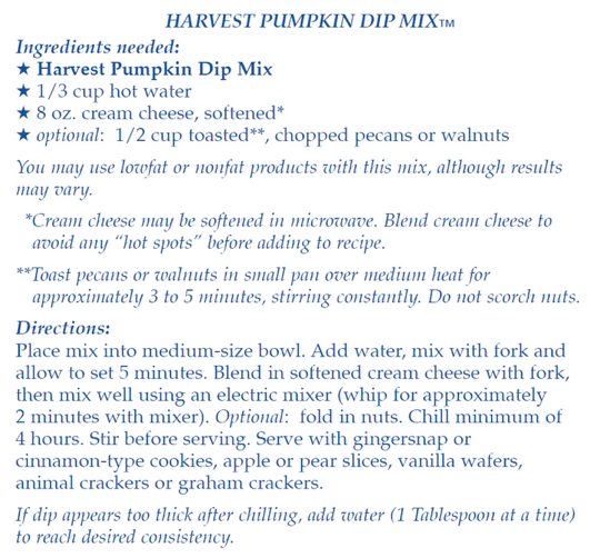 Pumpkin Harvest Dip Mix