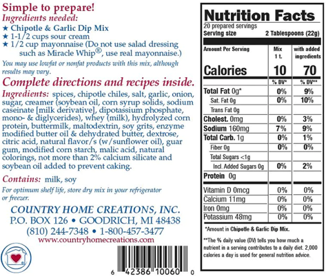 Chipotle & Garlic Dip Mix