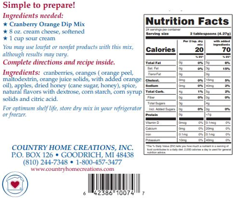Cranberry Orange Dip Mix