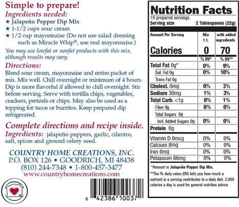 Jalapeno Pepper Dip Mix