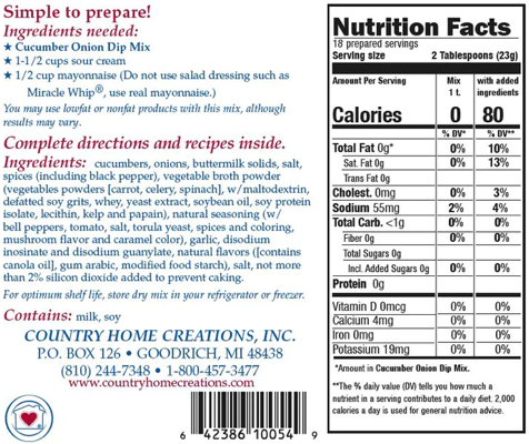 Cucumber Onion Dip Mix