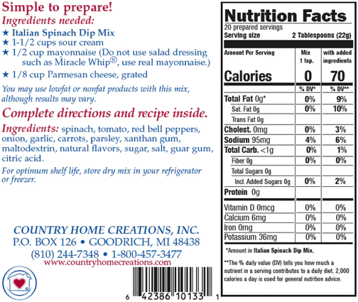 Italian Spinach Dip Mix