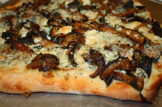Flat Bread-Cremini, Blue Cheese, & Wild Mushroom & Sage Olive Oil