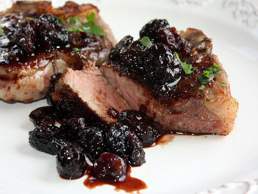Lamb Chops with Black Cherry Balsamic and Mint Sauce