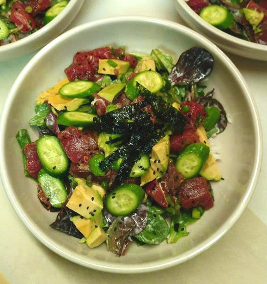 Quinoa Ahi Tuna Poke Bowl with Spicy Baklouti-Miso Dressing