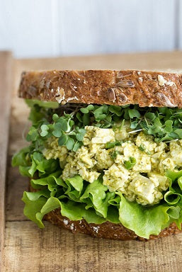 Vegan "Egg" Salad Sandwich with Lemon Green Tahini Dressing