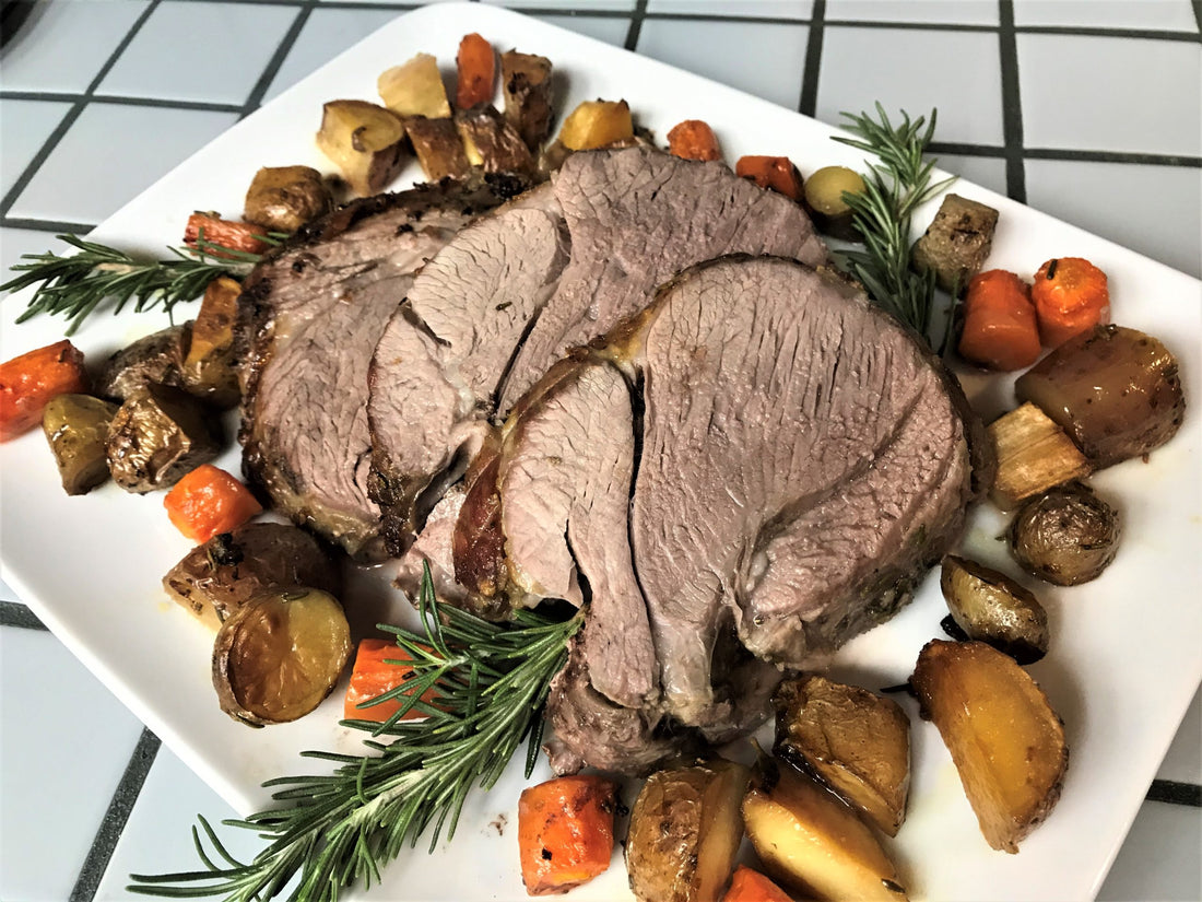 Maine-ly Drizzle Leg of Lamb with Roasted Vegetables