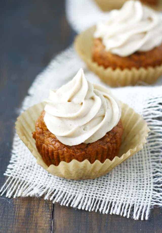 Spiced Pumpkin Cupcakes with Cinnamon-Vanilla Buttercream Frosting