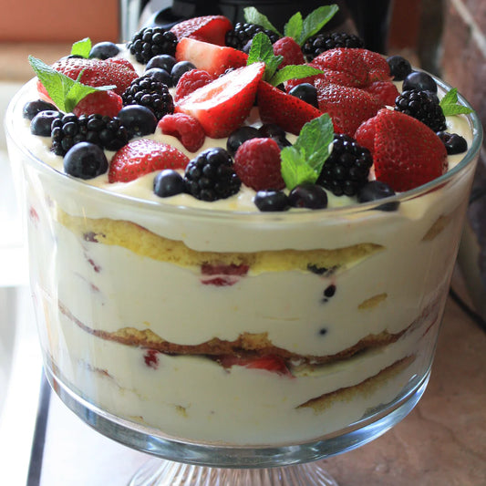 Spring Trifle with Butter & Lemon Extra Virgin Olive Oil & White Peach Balsamic