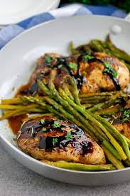 Orange Balsamic Chicken with Asparagus, Green Beans and Polenta