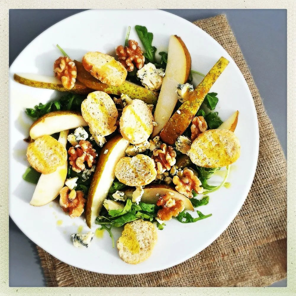 Pear Salad with Blue Cheese Croutons