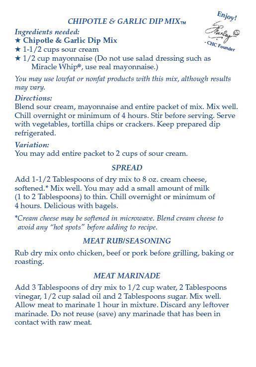 Chipotle & Garlic Dip Mix