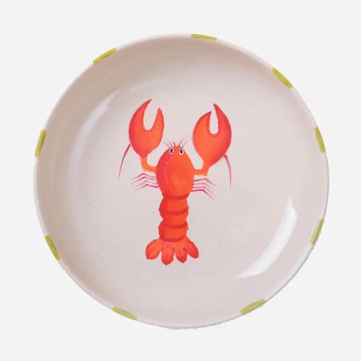 Ceramic Bowl with Hand-Painted Lobster-Serving Bowl-8″