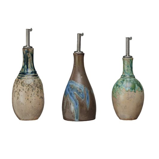 Stoneware Cruet w/Stopper-3 Styles