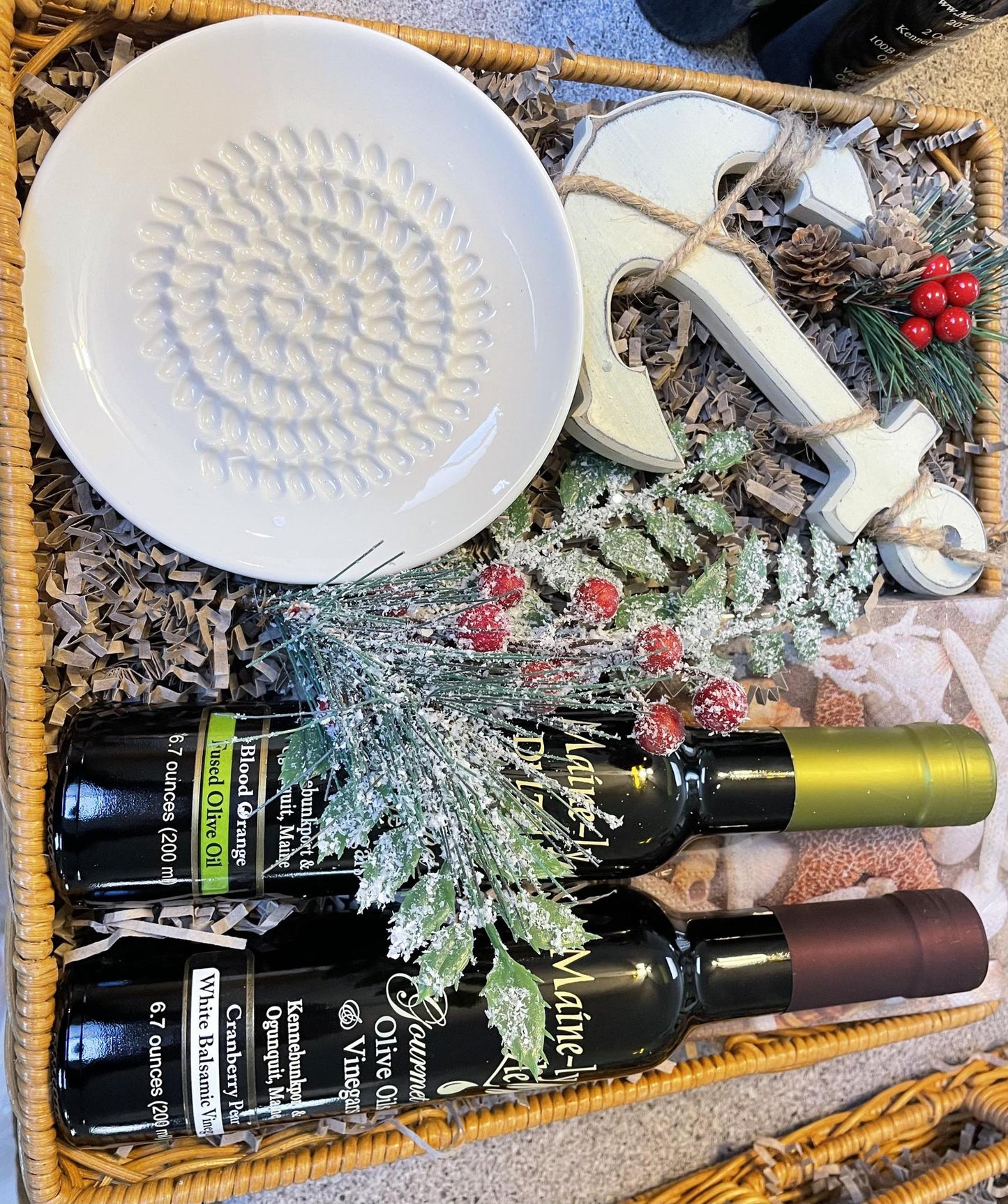 Ms Claus Nautical Themed Basket with Garlic Grating