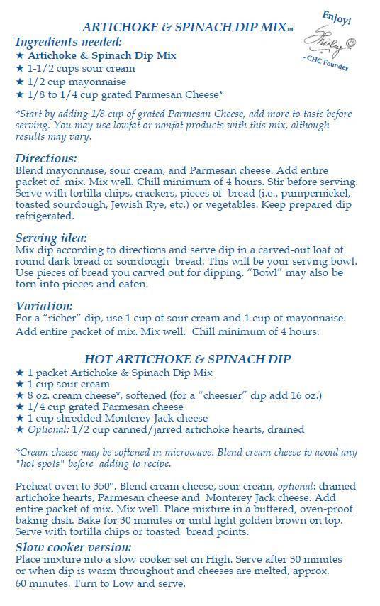 Artichoke & Spinach Dip Mix