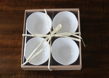 Dipping Bowls - Set of 4, White Ribbed