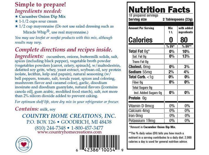 Cucumber Onion Dip Mix